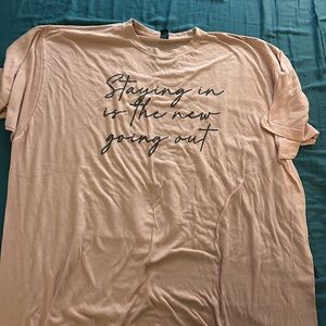 Peach Graphic Tee staying in is the new going out